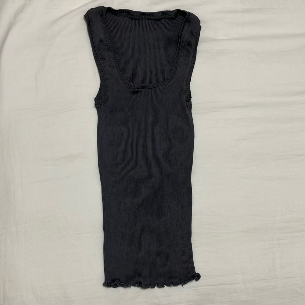 Grey Sleeveless Ribbed Top